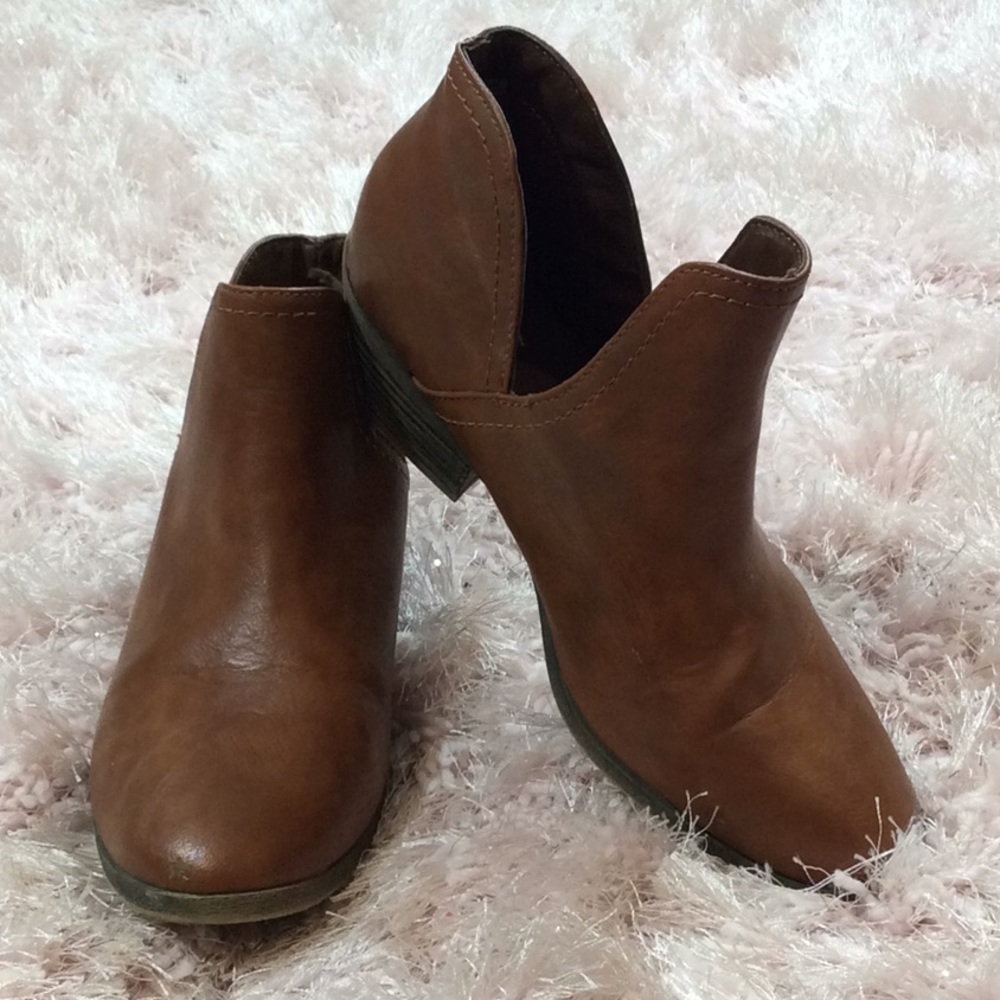 Faded Glory faux leather low heel booties